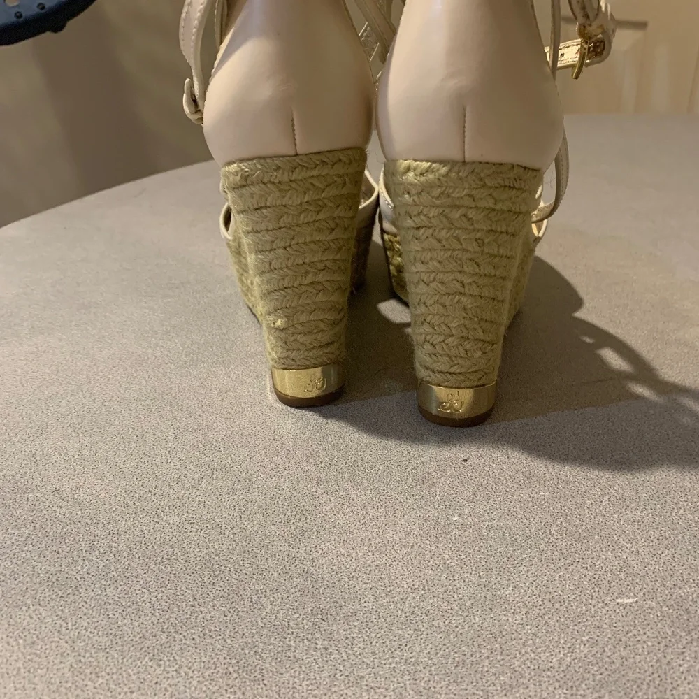 Sam Edelman Cream Platform High Wedge Sandals sz 8.5 M